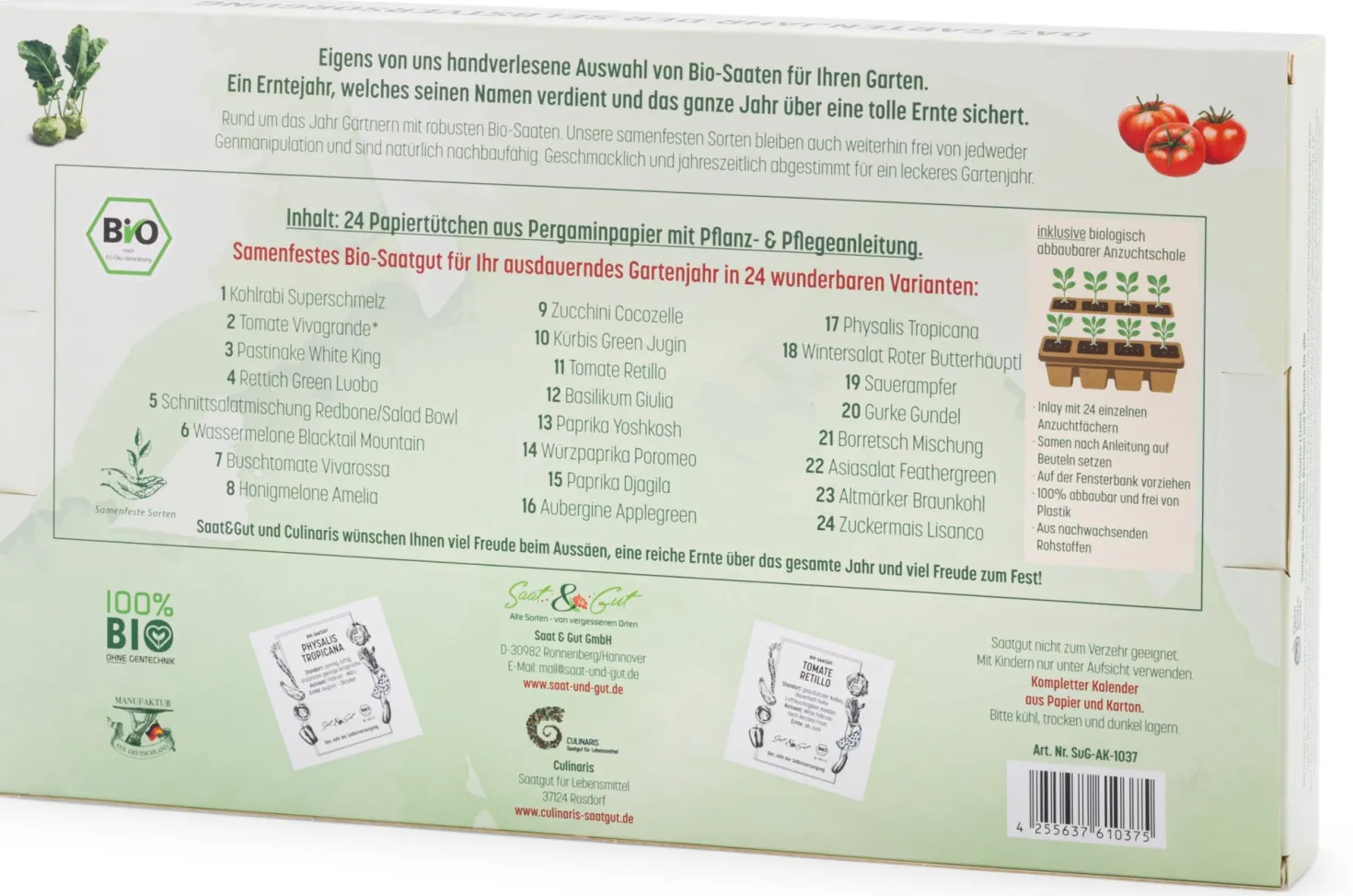 Adventskalender Bio-Gemüse für Selbstversorger