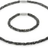 Armband gestrickt, Silber oxidiert