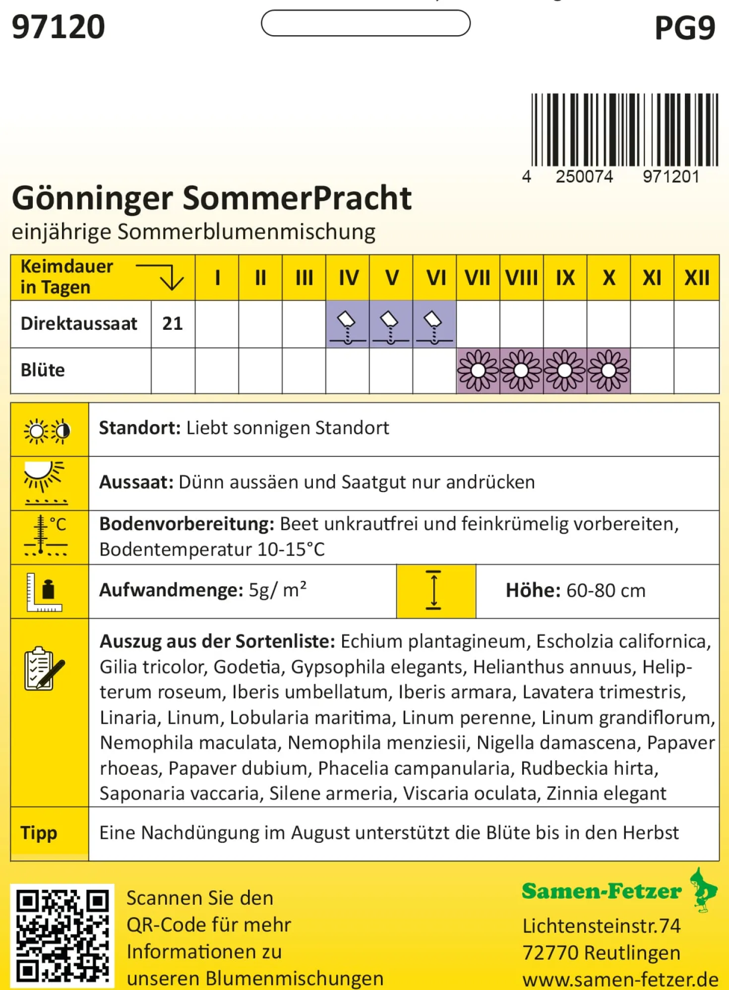 Blumensamenmischung Gönninger Sommerpracht