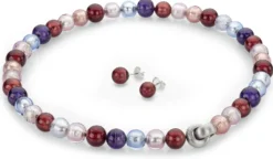 Collier Muranoglas, Blau-Rosé-Weinrot