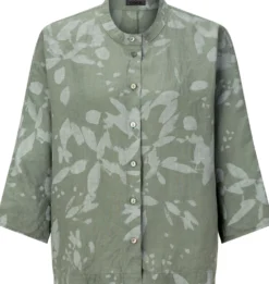 Damenbluse Hanf gemustert
