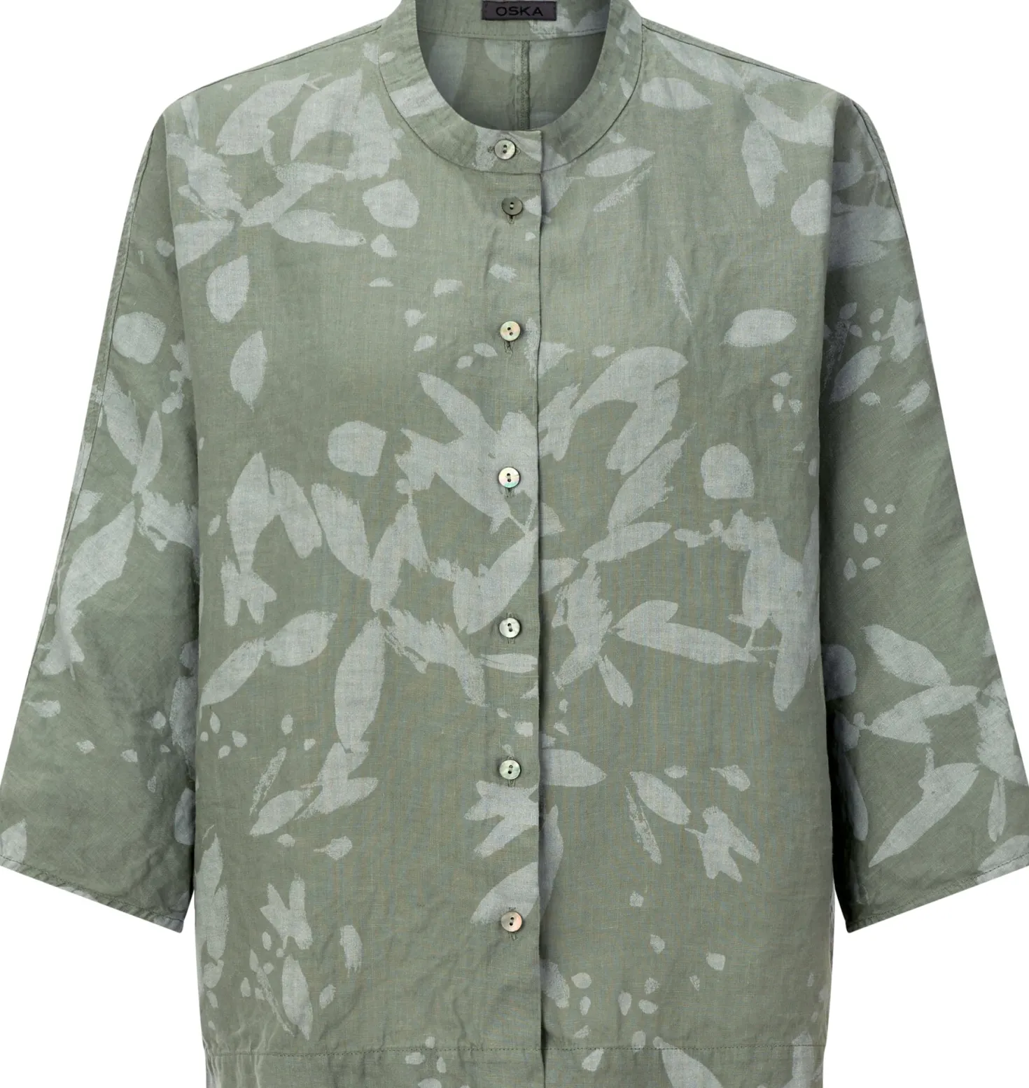 Damenbluse Hanf gemustert