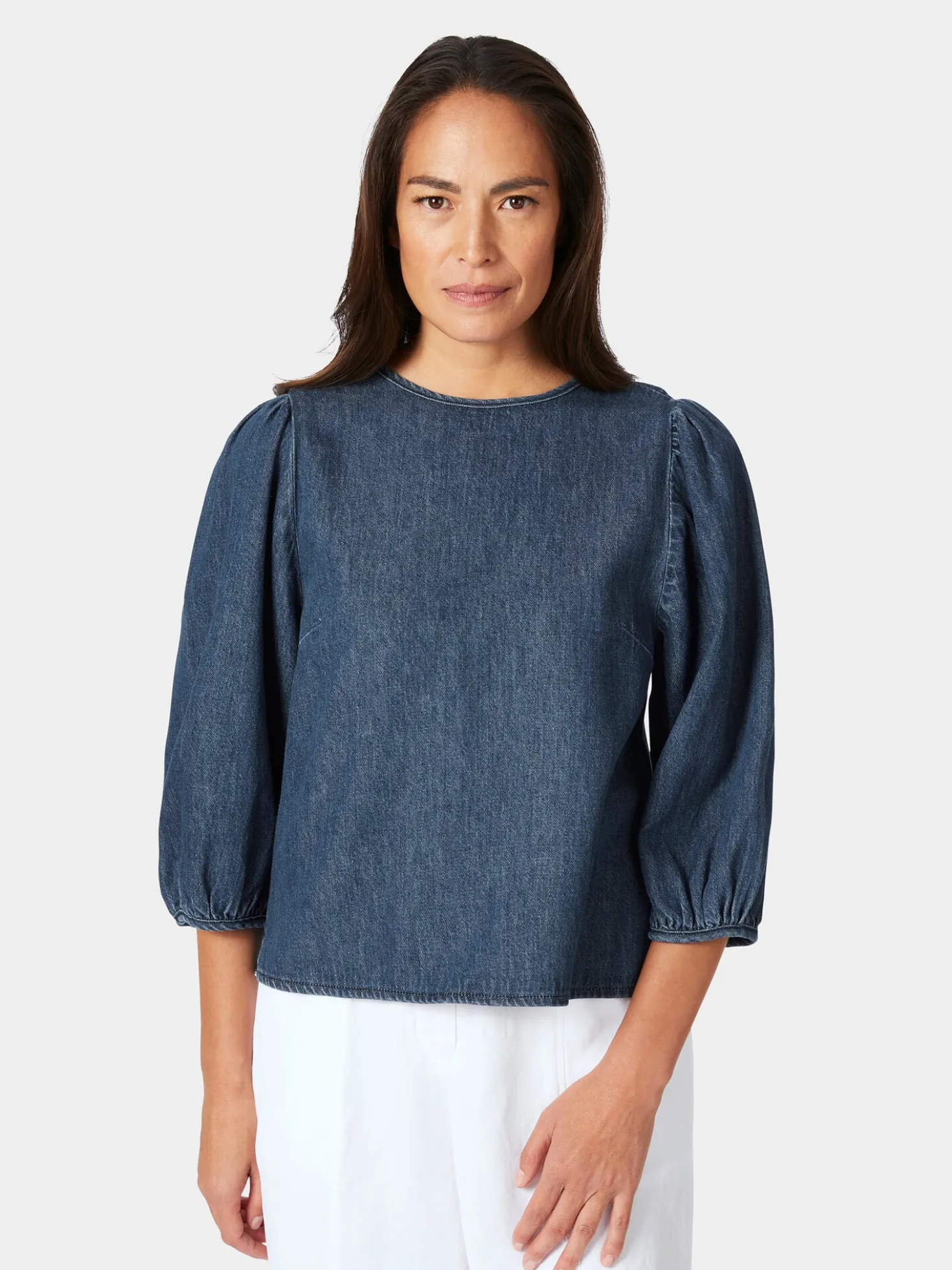 Damen-Jeansbluse 3/4-Arm