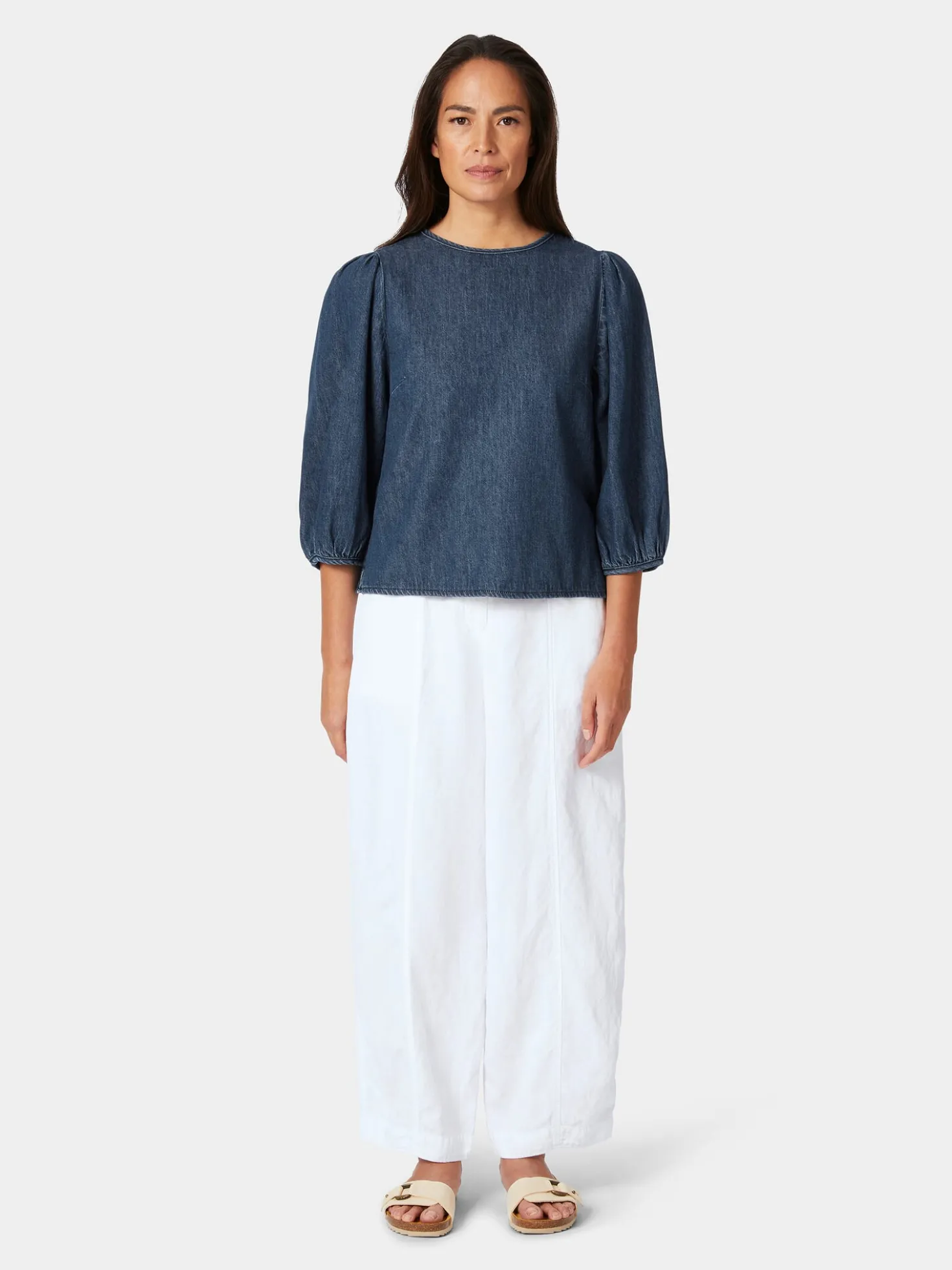 Damen-Jeansbluse 3/4-Arm