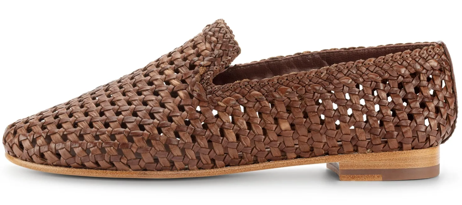 Damen-Lederslipper geflochten