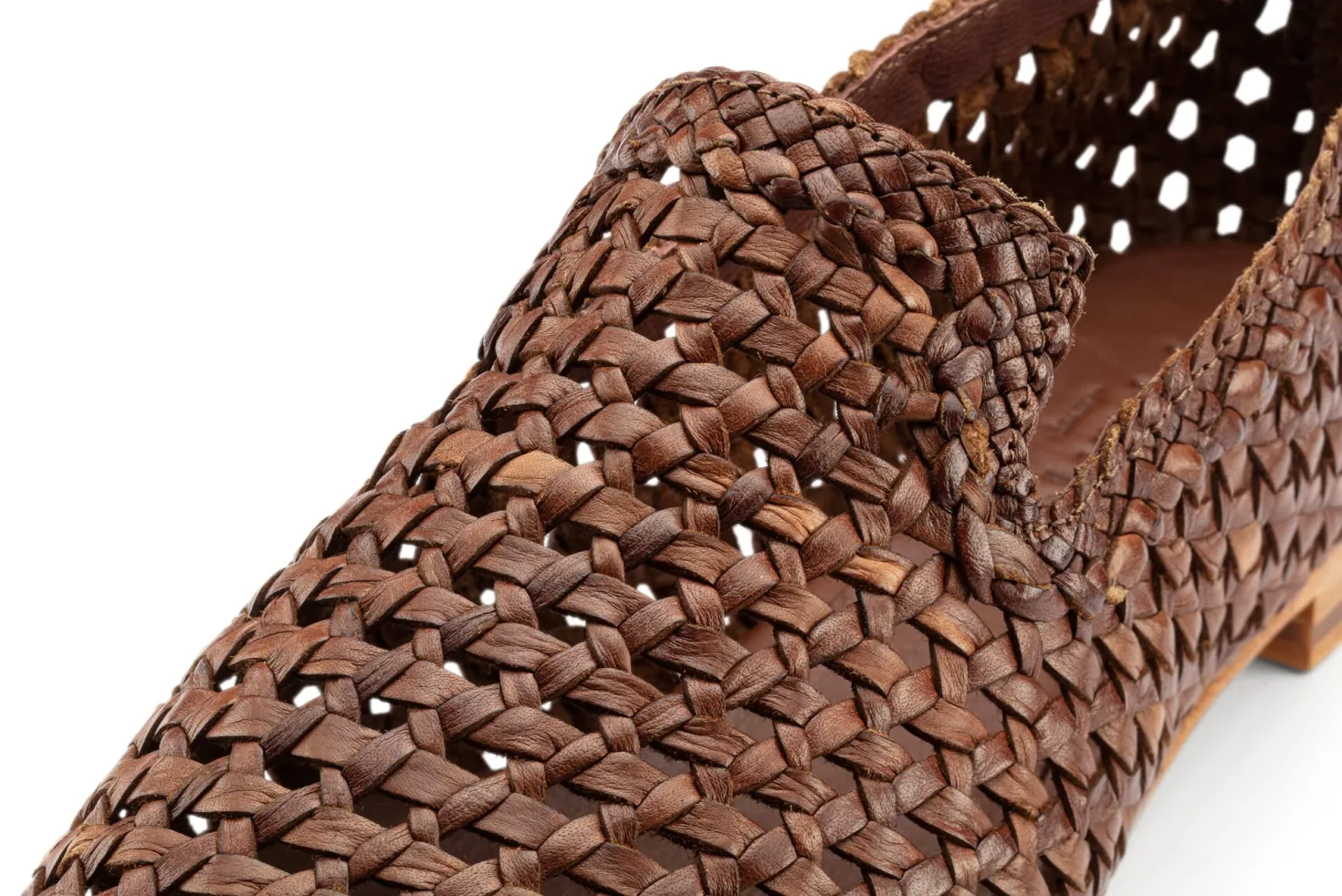 Damen-Lederslipper geflochten