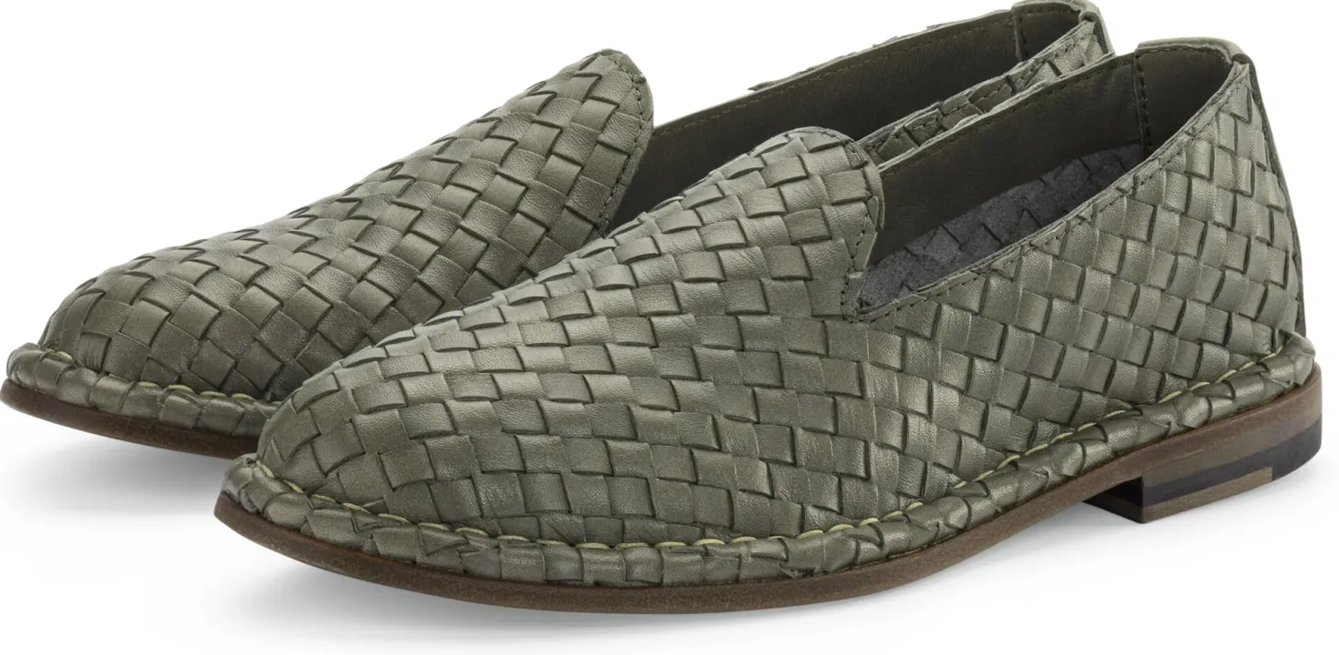Damen-Lederslipper geflochten
