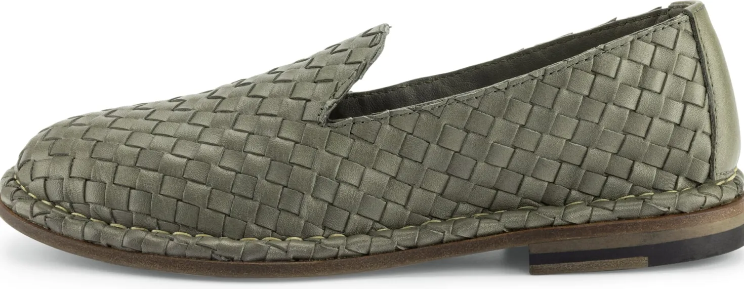 Damen-Lederslipper geflochten