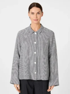 Damen-Leinenjacke gestreift