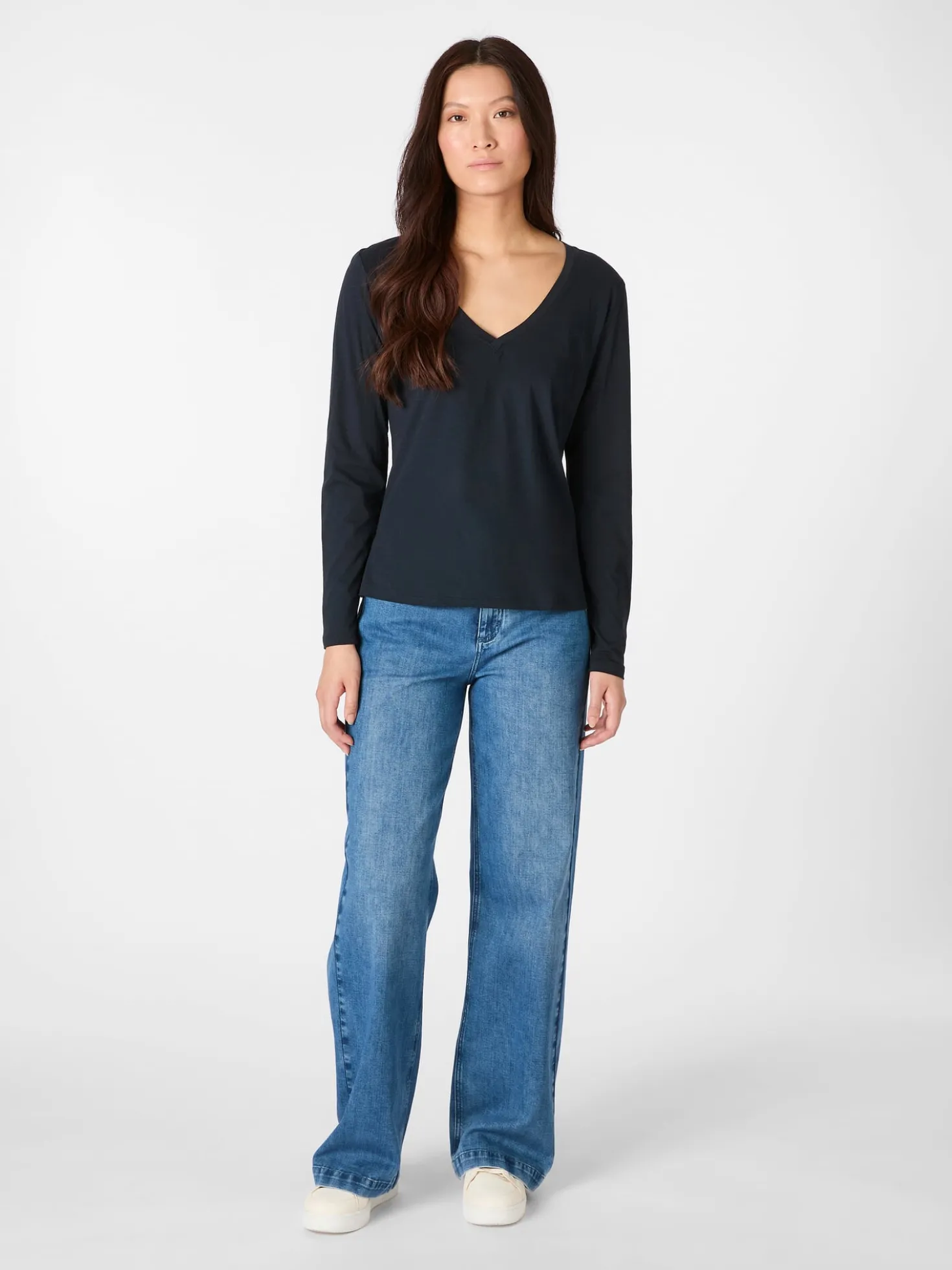Damen-Longsleeve V-Ausschnitt