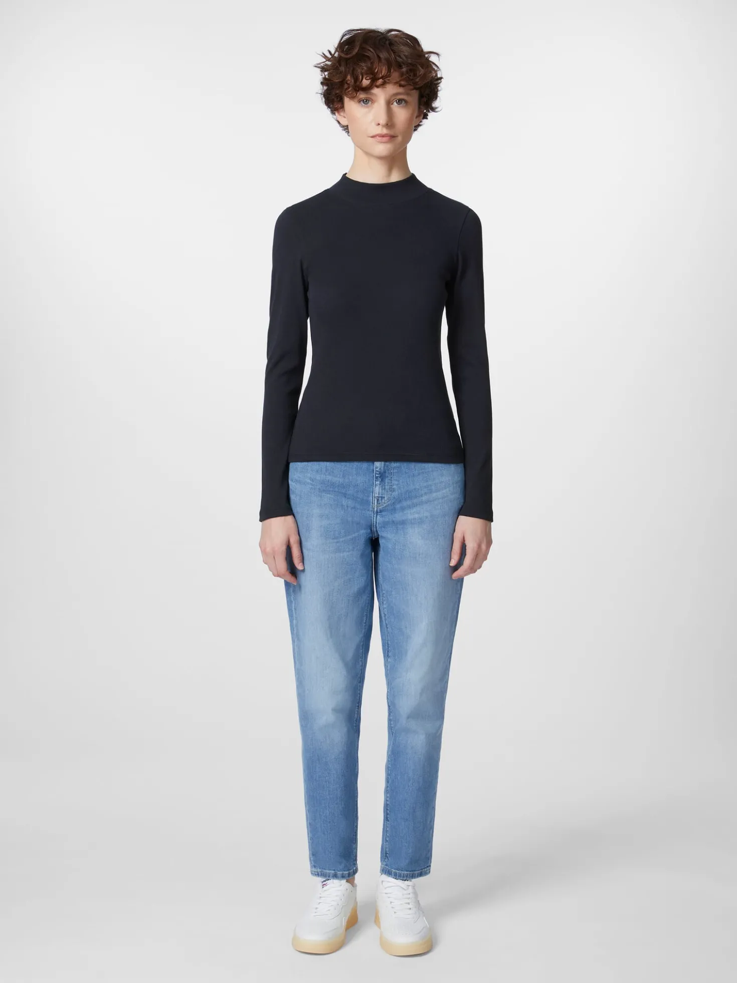 Damen-Rippenshirt Langarm