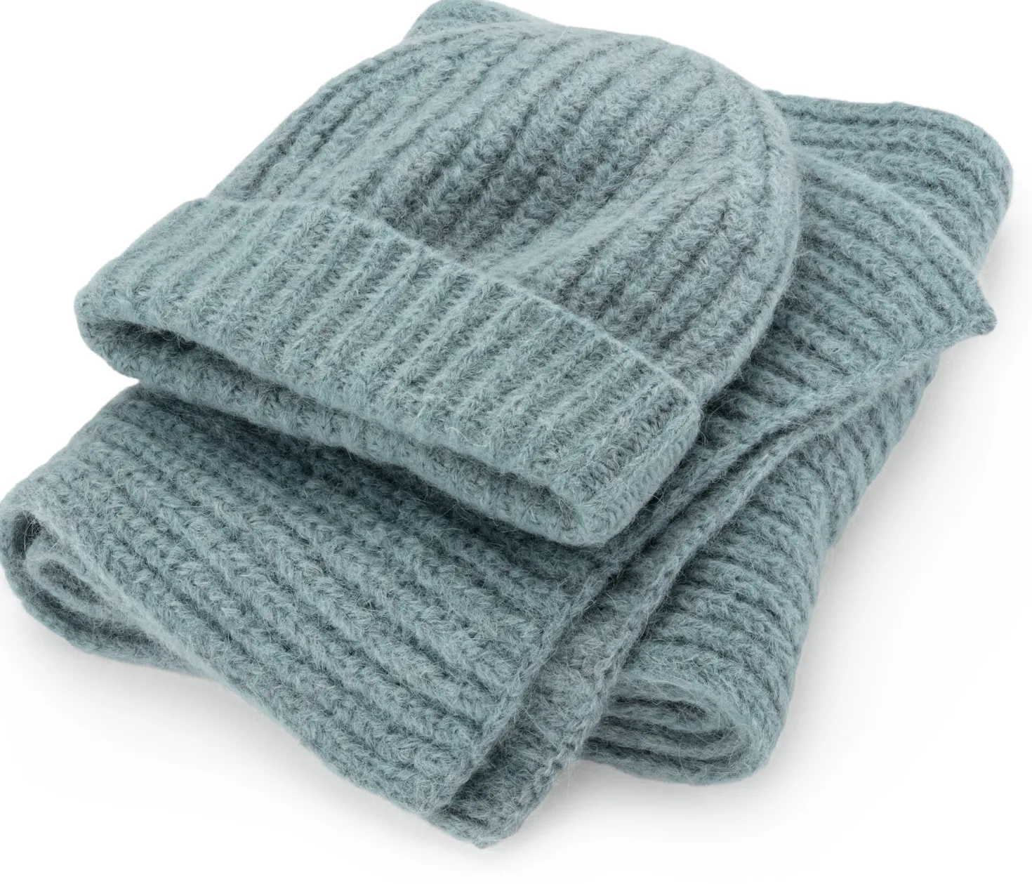 Damen-Rippenstrickschal, Petrol