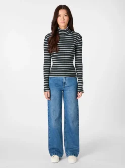 Damen-Rollkragenshirt gestreift