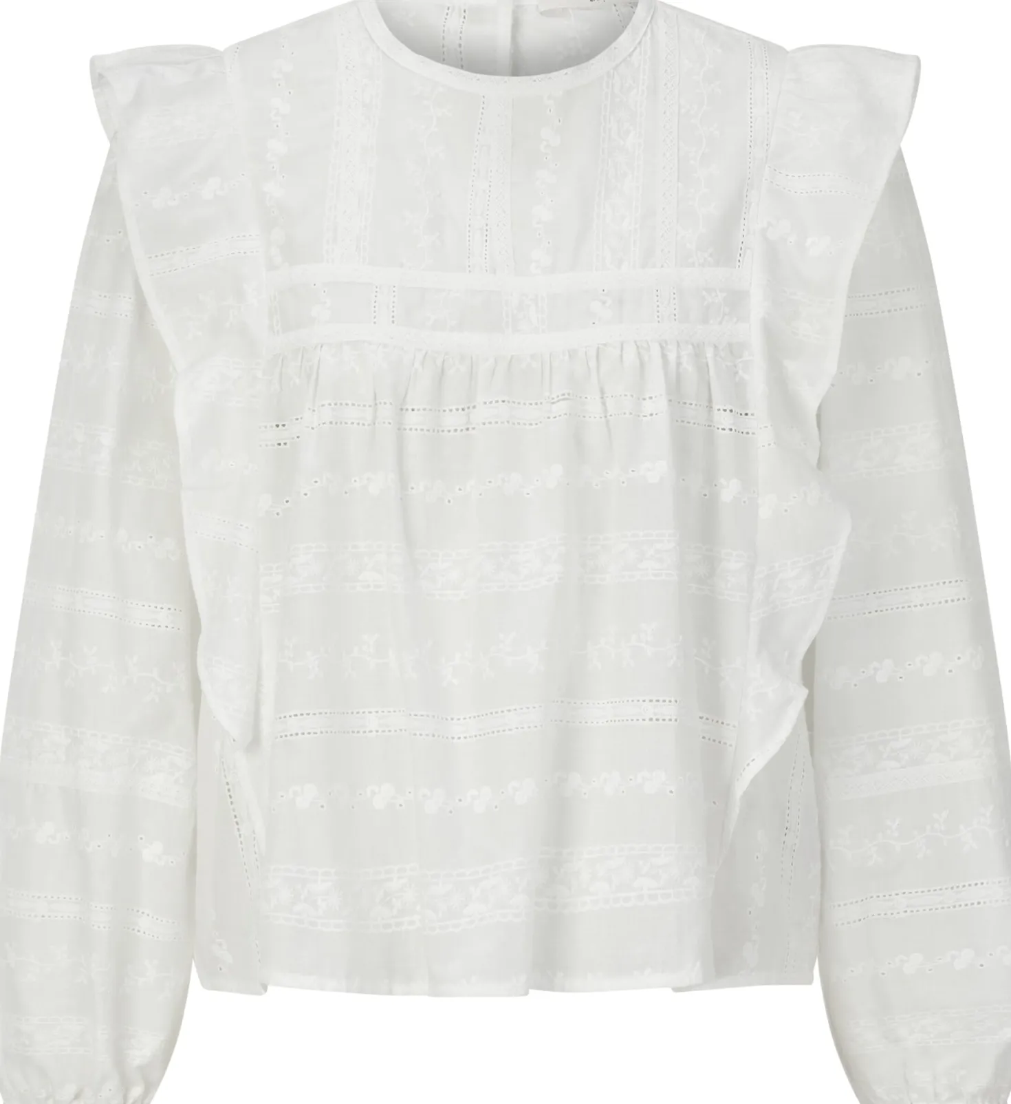 Damen-Stickereibluse mit Volants
