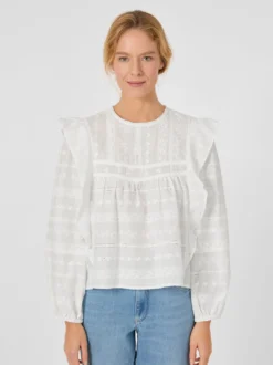 Damen-Stickereibluse mit Volants