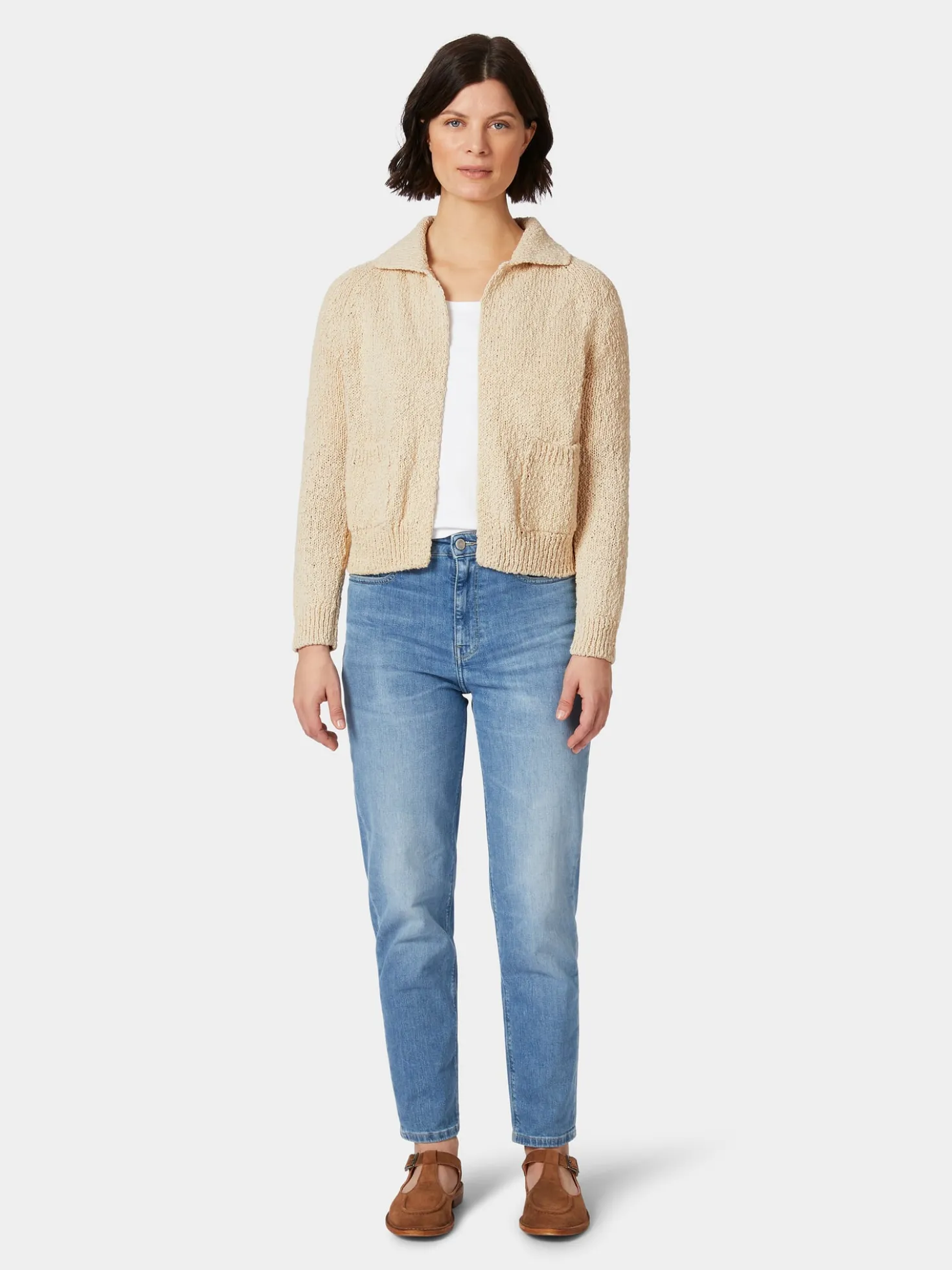 Damen-Strickjacke mit Kragen