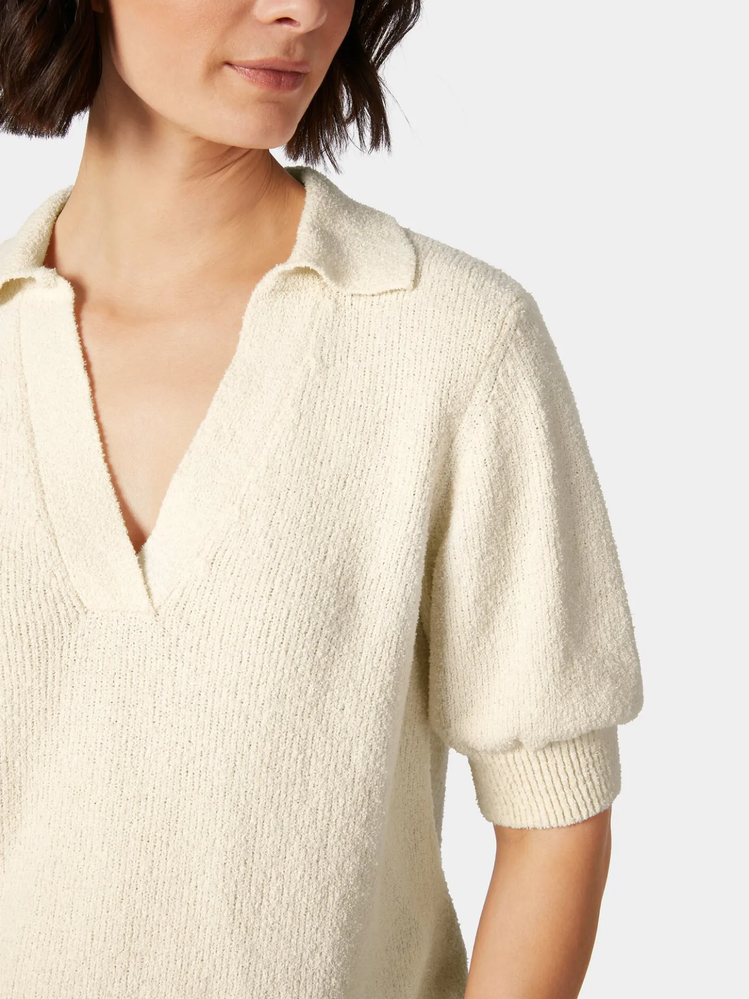 Damen-Strickpolo Bouclé