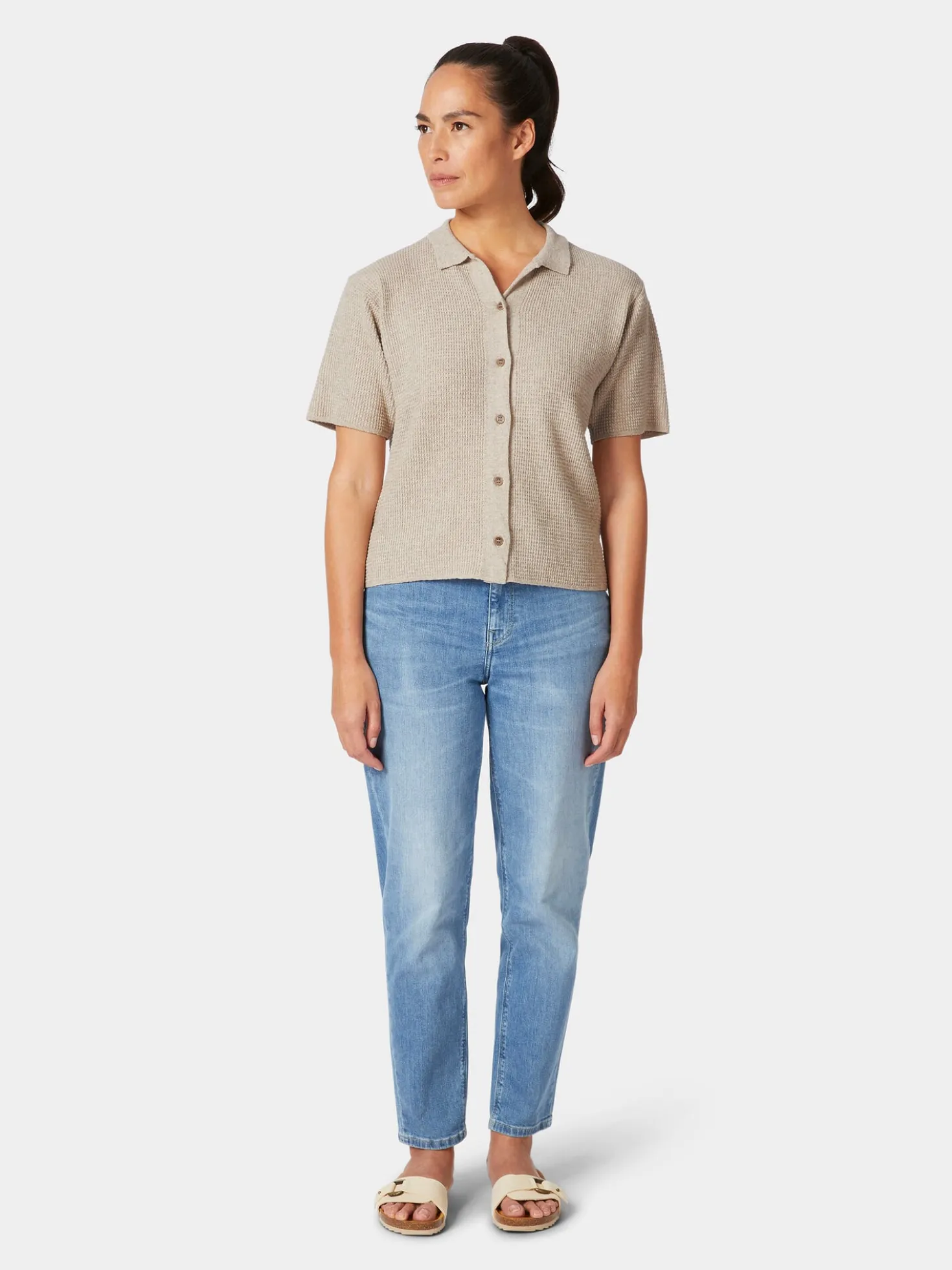 Damen-Strickpolo geknöpft