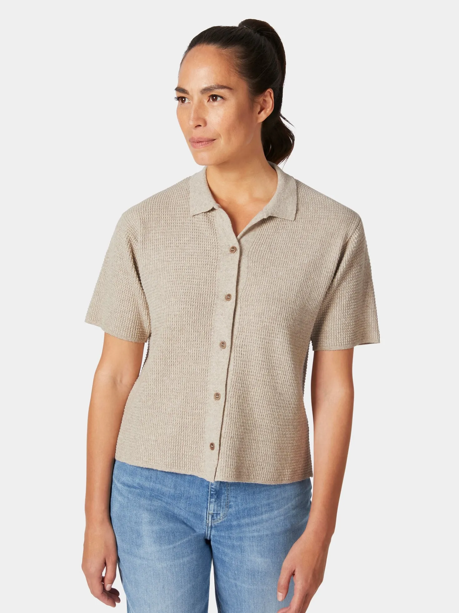 Damen-Strickpolo geknöpft
