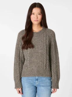 Damen-Zopfstrickpullover Alpaka