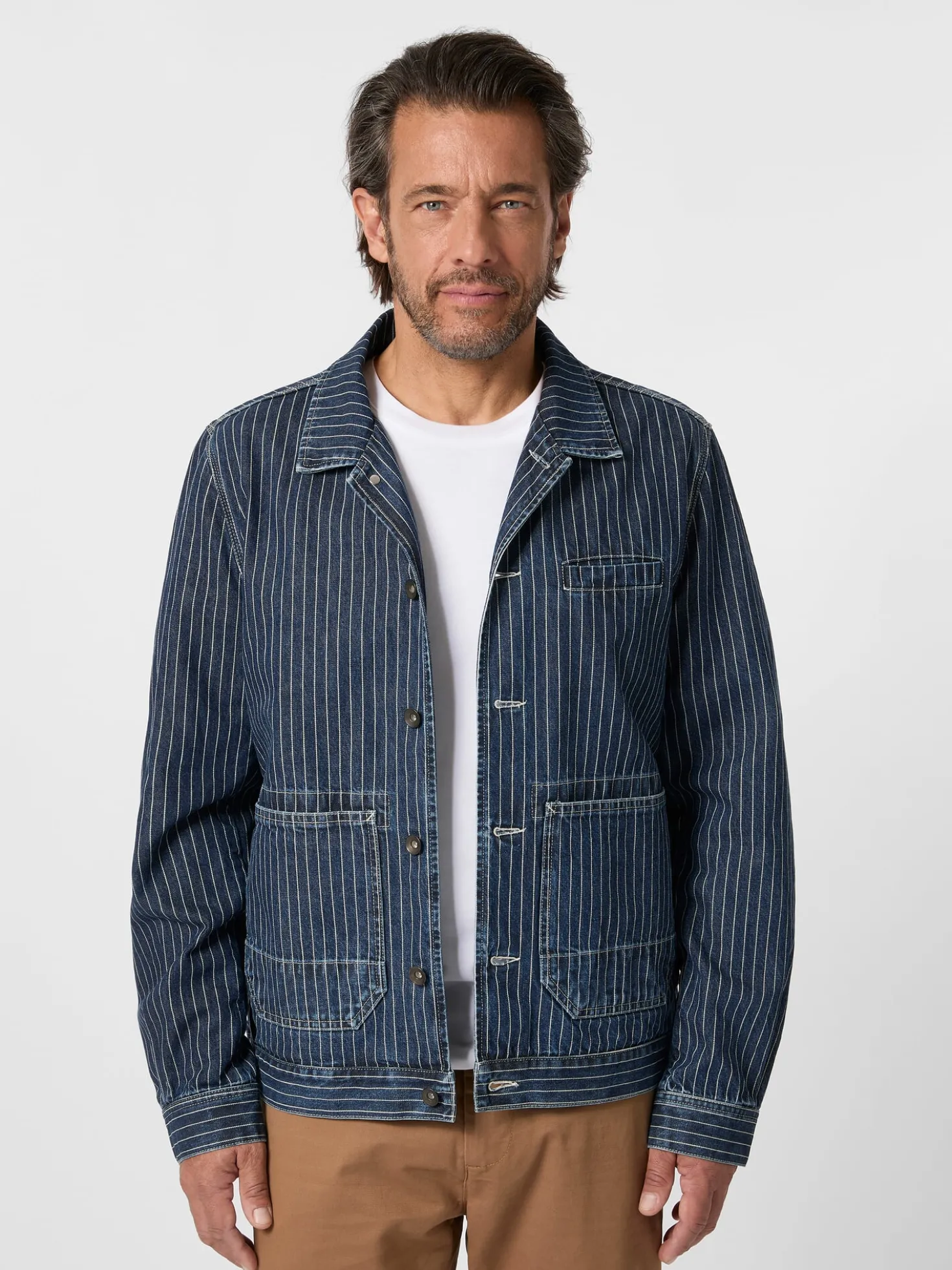 Herren-Hemdjacke gestreift
