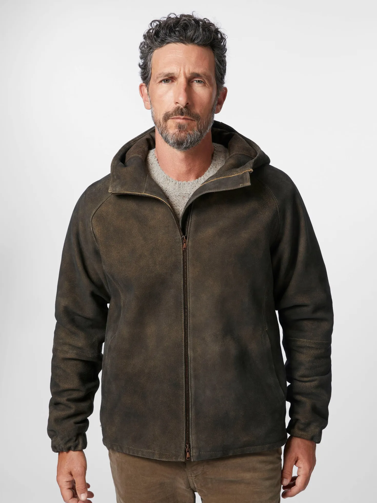 Herren-Kapuzenjacke Bockvelours