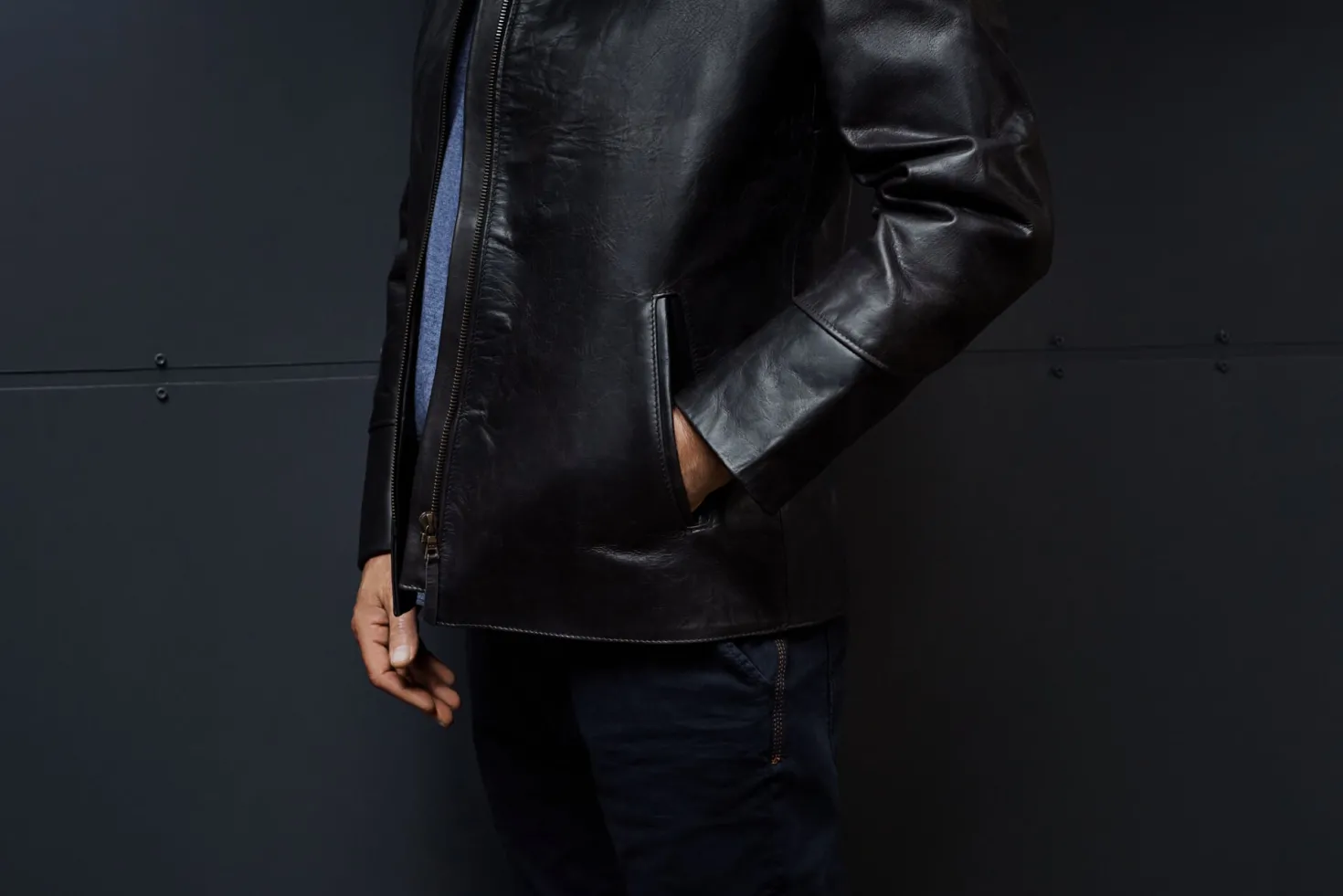 Herren-Pferdelederjacke Pull-up