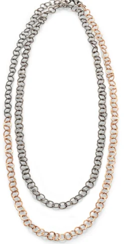 Lange Kette Hammerschlag, Roségold-Oxid