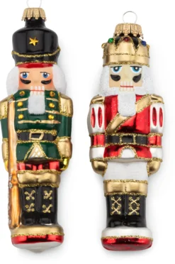 Lauschaer Glas Baumschmuck Nussknacker, 2er-Set