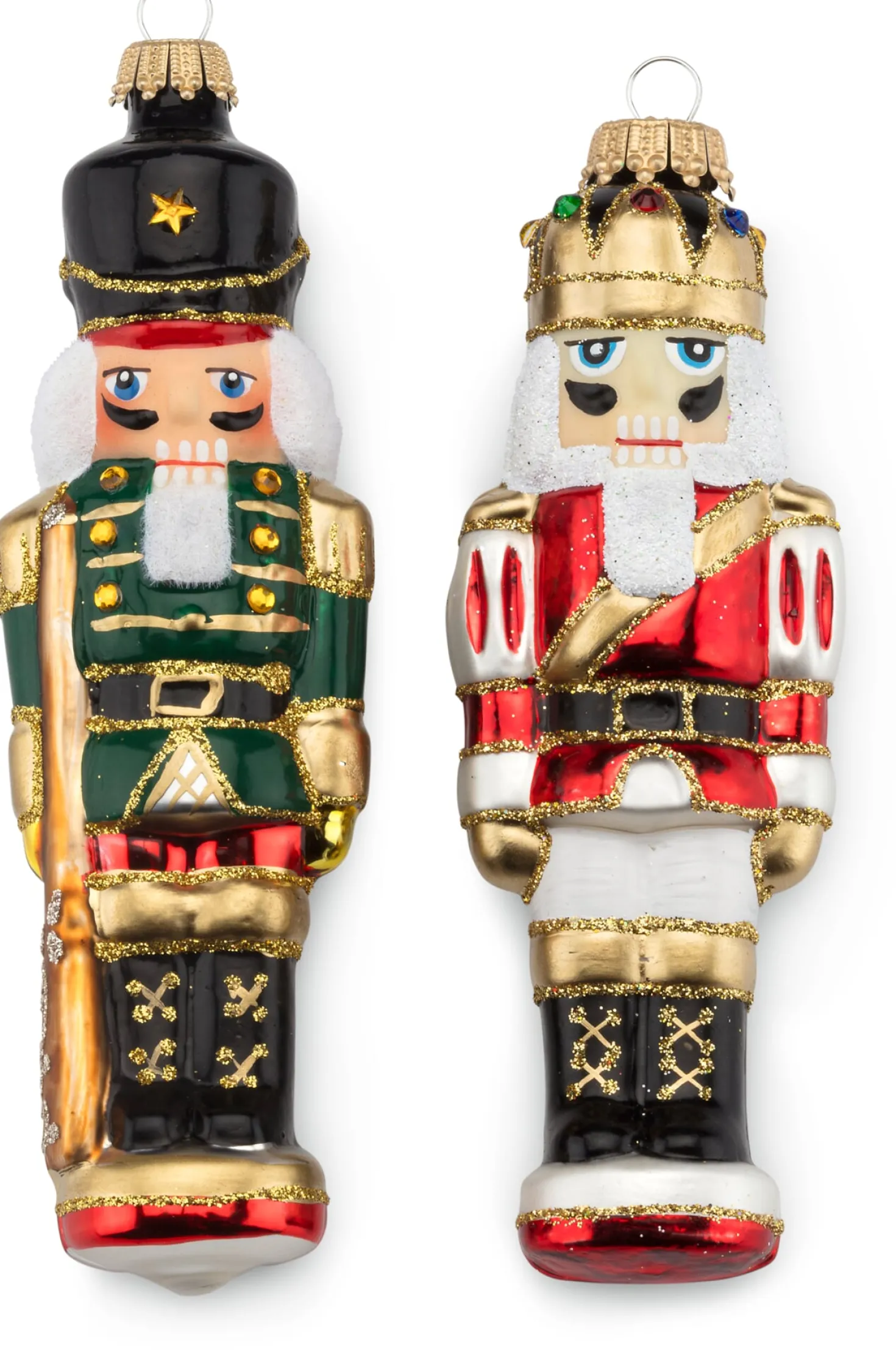 Lauschaer Glas Baumschmuck Nussknacker, 2er-Set