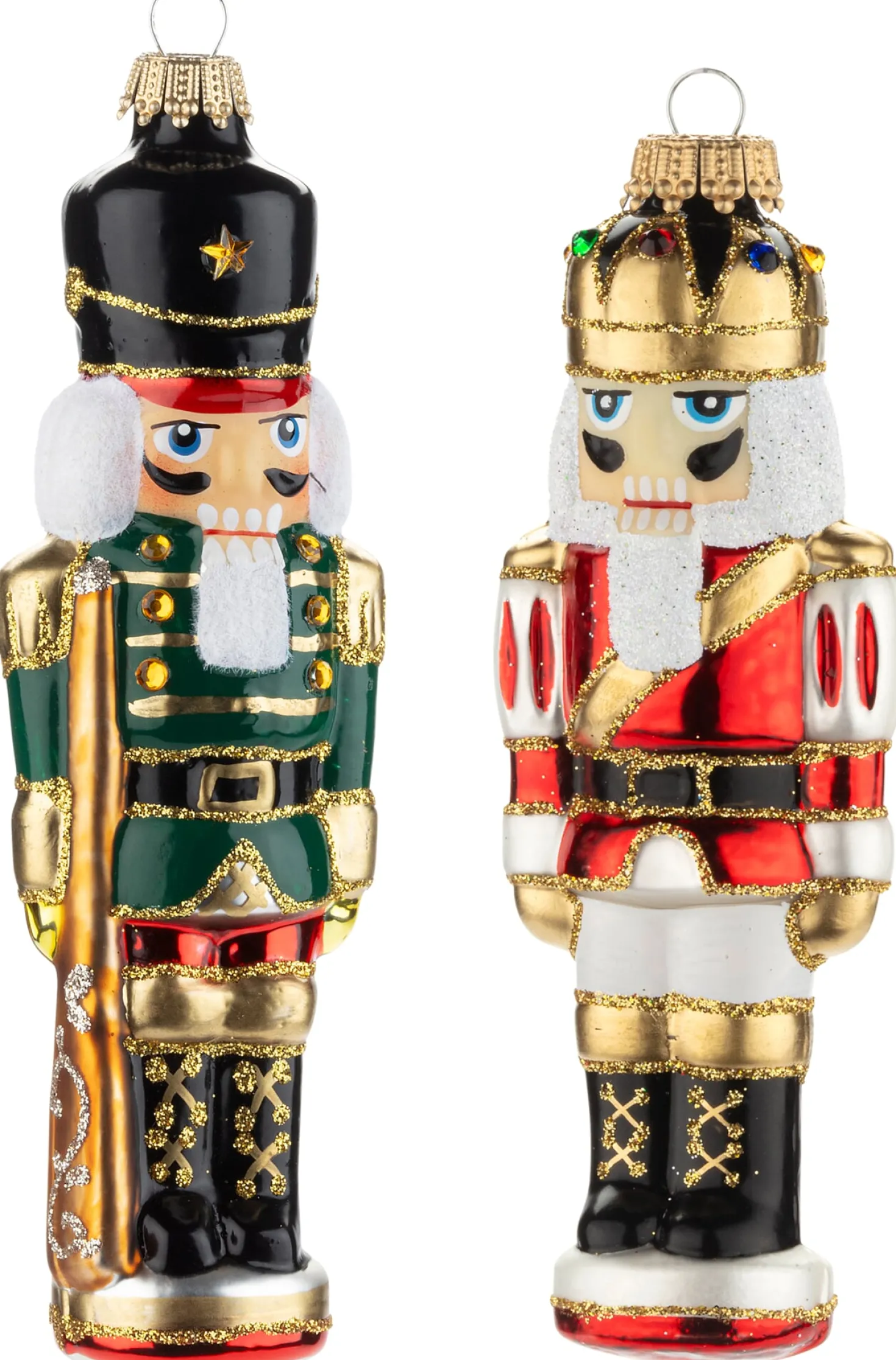 Lauschaer Glas Baumschmuck Nussknacker, 2er-Set