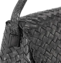 Lederhandtasche geflochten, schwarz