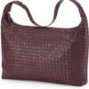 Lederhandtasche geflochten, weinrot