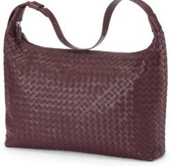 Lederhandtasche geflochten, weinrot