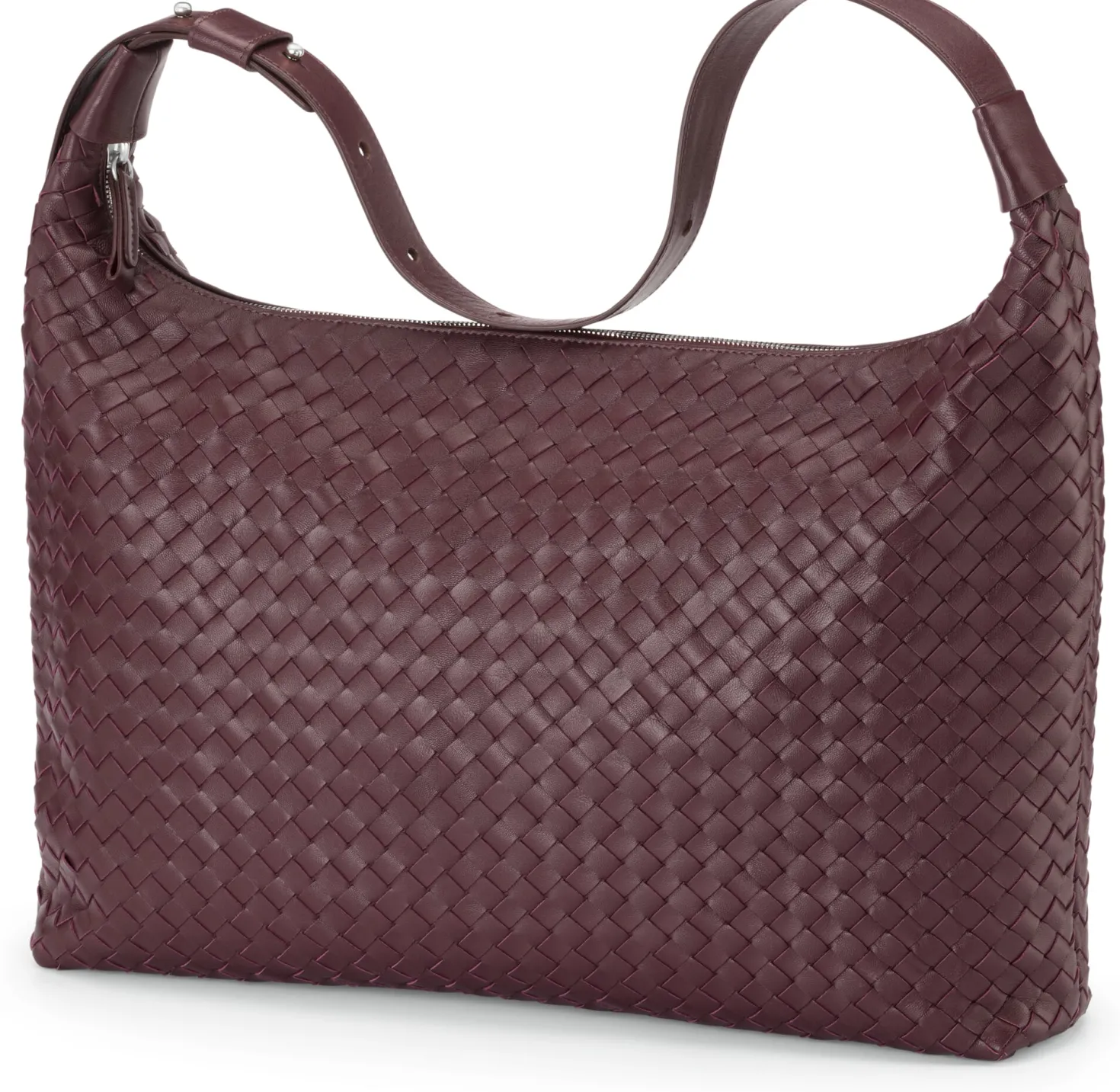 Lederhandtasche geflochten, weinrot