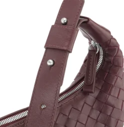 Lederhandtasche geflochten, weinrot
