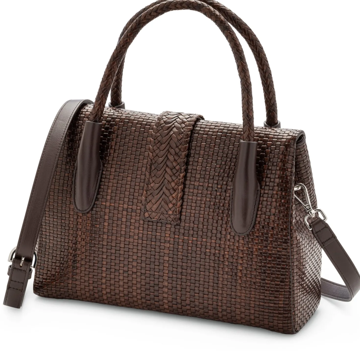 Lederhandtasche geflochten, braun