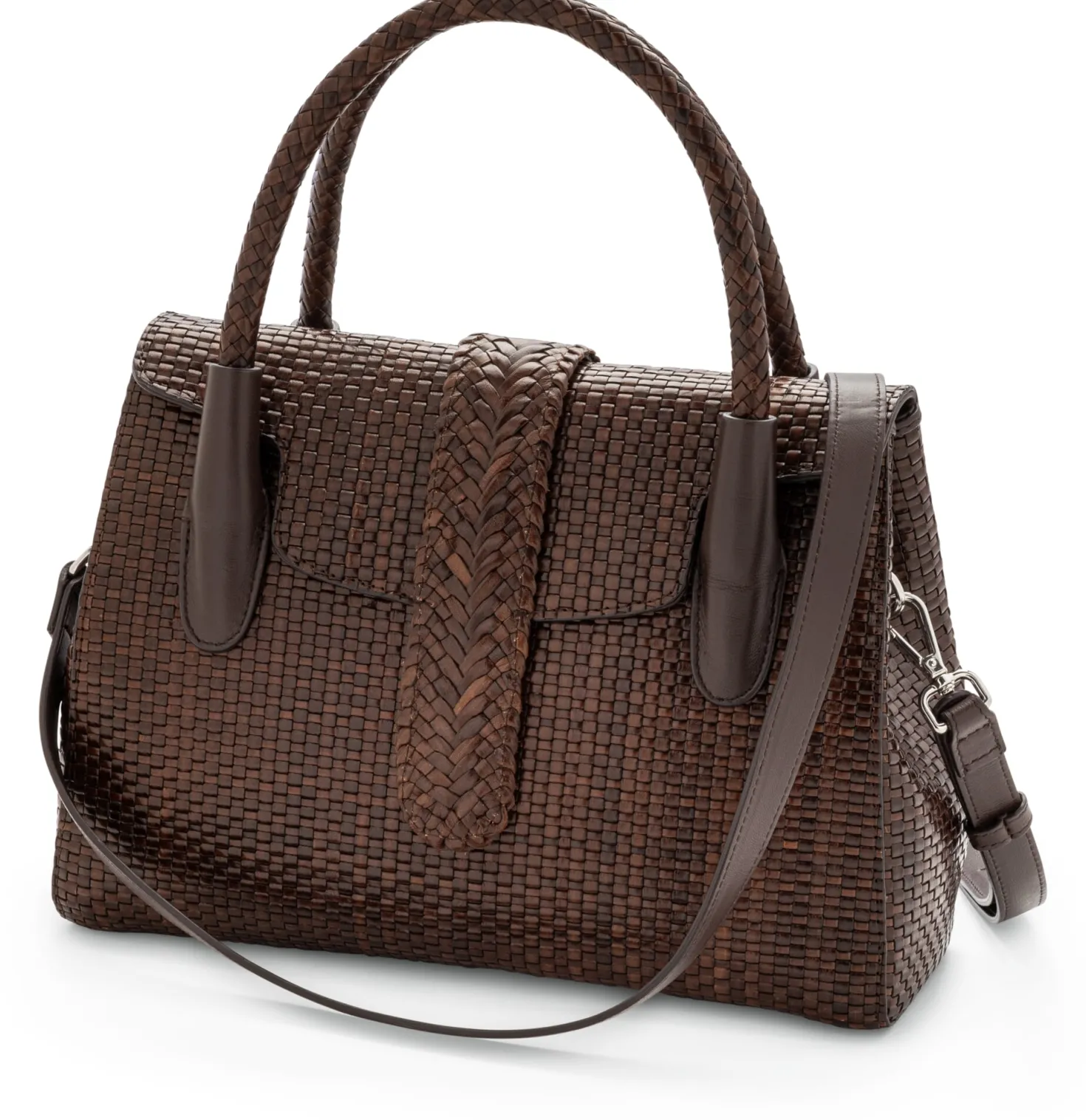 Lederhandtasche geflochten, braun