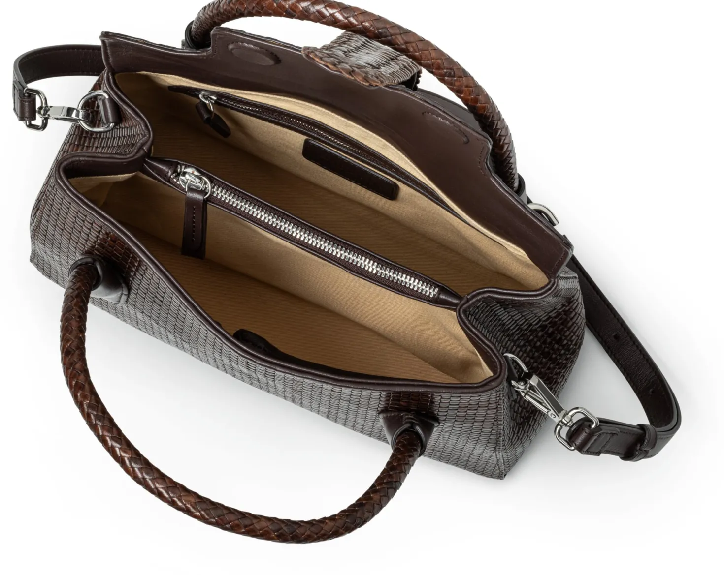 Lederhandtasche geflochten, braun