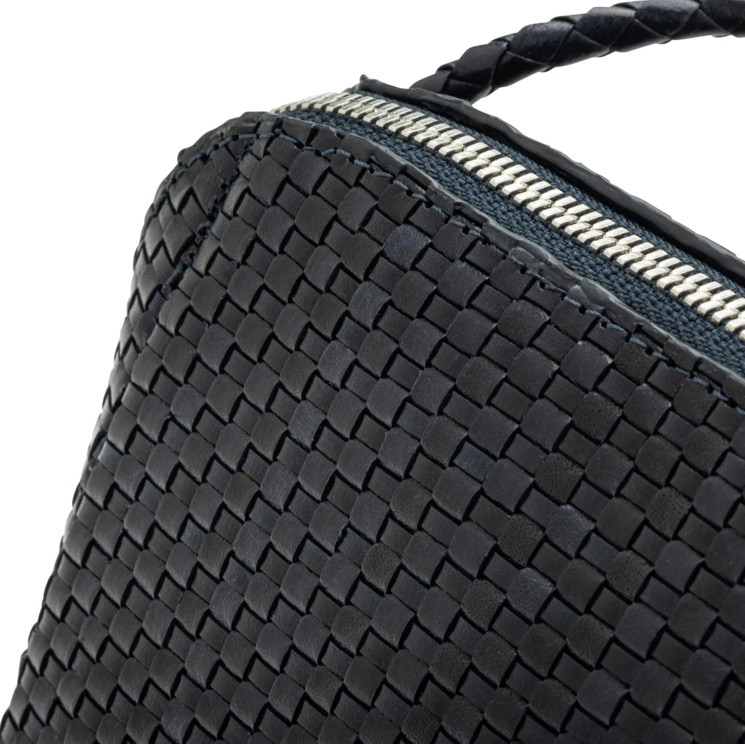 Lederhandtasche geflochten, dunkelblau