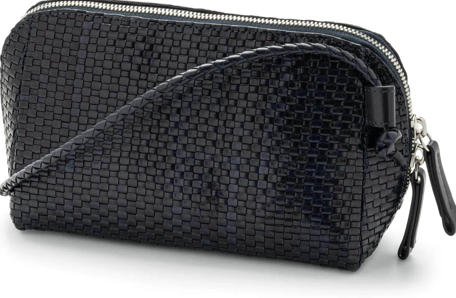 Lederhandtasche geflochten, dunkelblau
