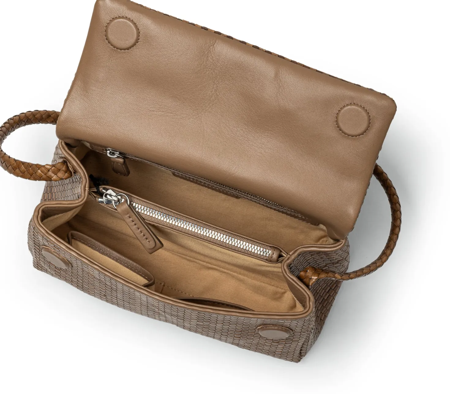 Lederhandtasche geflochten, hellbraun