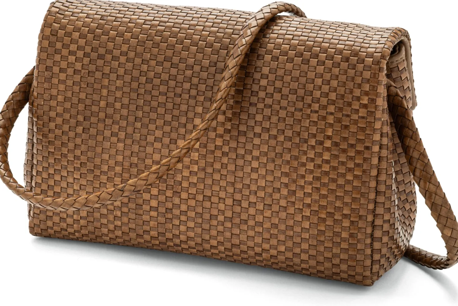 Lederhandtasche geflochten, hellbraun