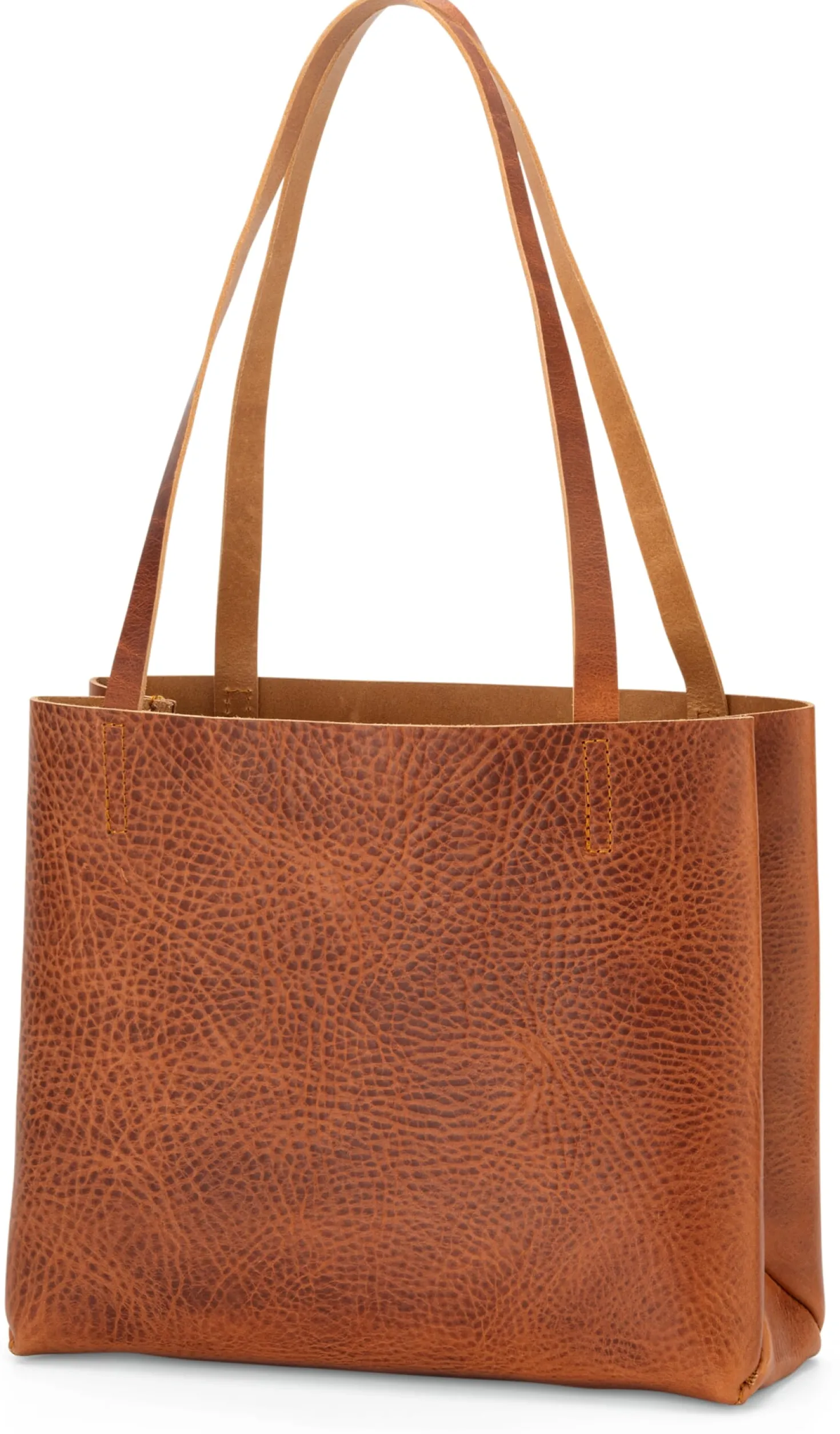 Ledershopper klein, cognac