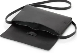 Leder-Umhängetasche klein, schwarz
