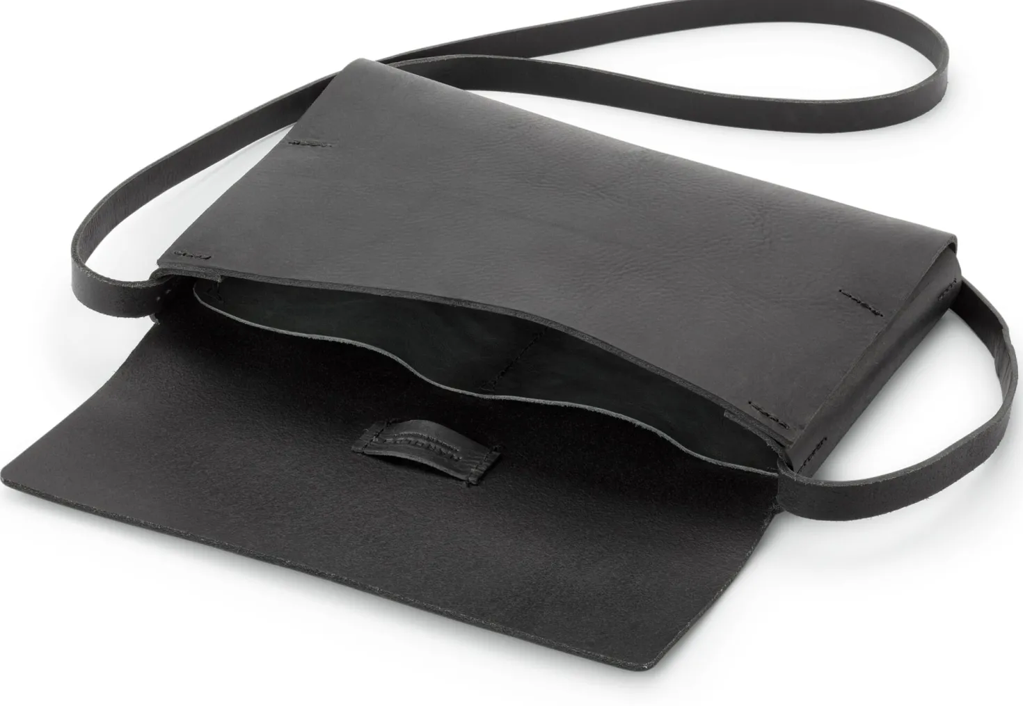 Leder-Umhängetasche klein, schwarz