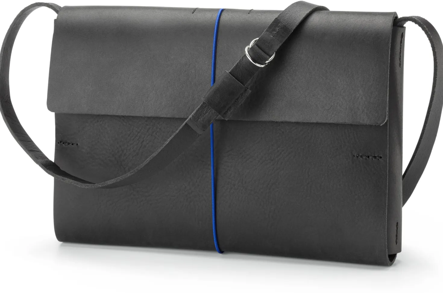 Leder-Umhängetasche klein, schwarz