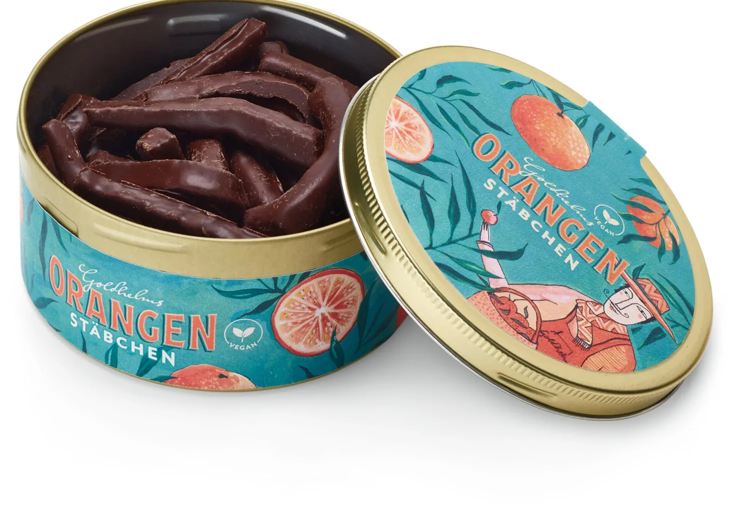 Orangenstäbchen mit Schokolade