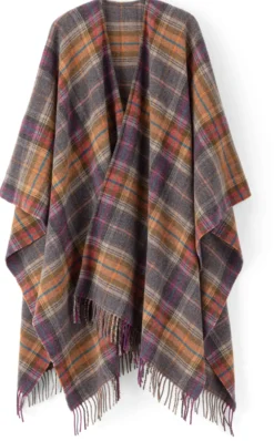 Poncho Lammwolle kariert