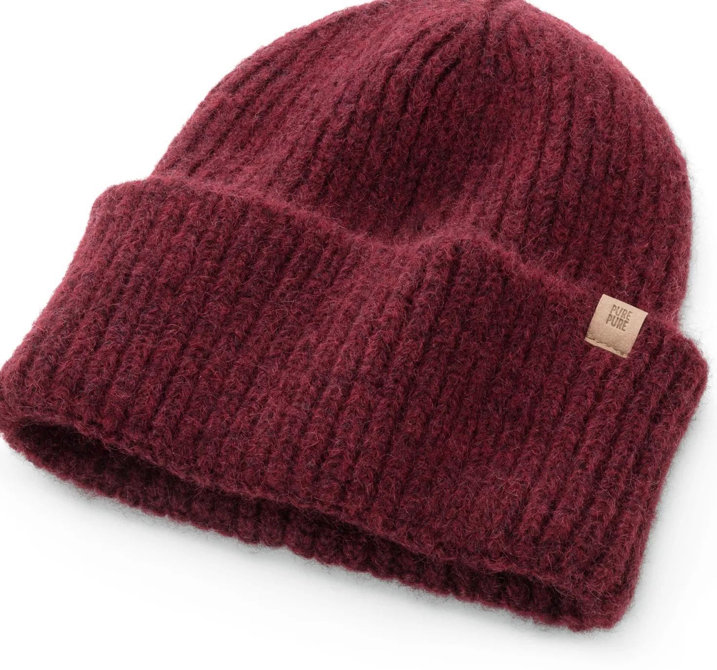 Rippenstrickmütze mit Babyalpaka